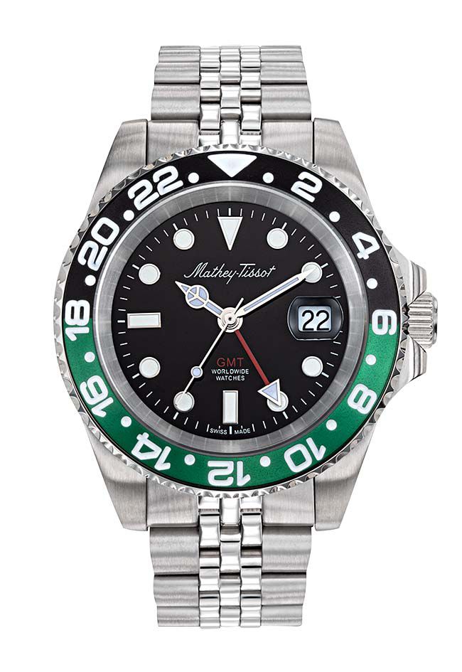 Mathey-Tissot GMT H903ANV Review Swiss Ronda GMT, 100 m Water Resistance & Black-Green Bezel